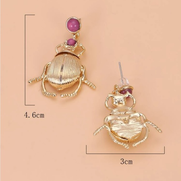 Gemstone Beetle Earrings - Picture 6 of 6